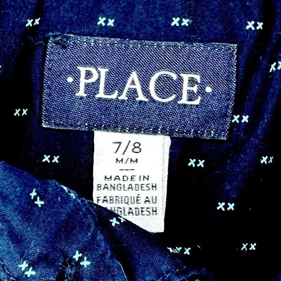 The Children's Place Boys Poplin Short Sleeve Button Down Shirt Size Medium 7/8 - Picture 4 of 4